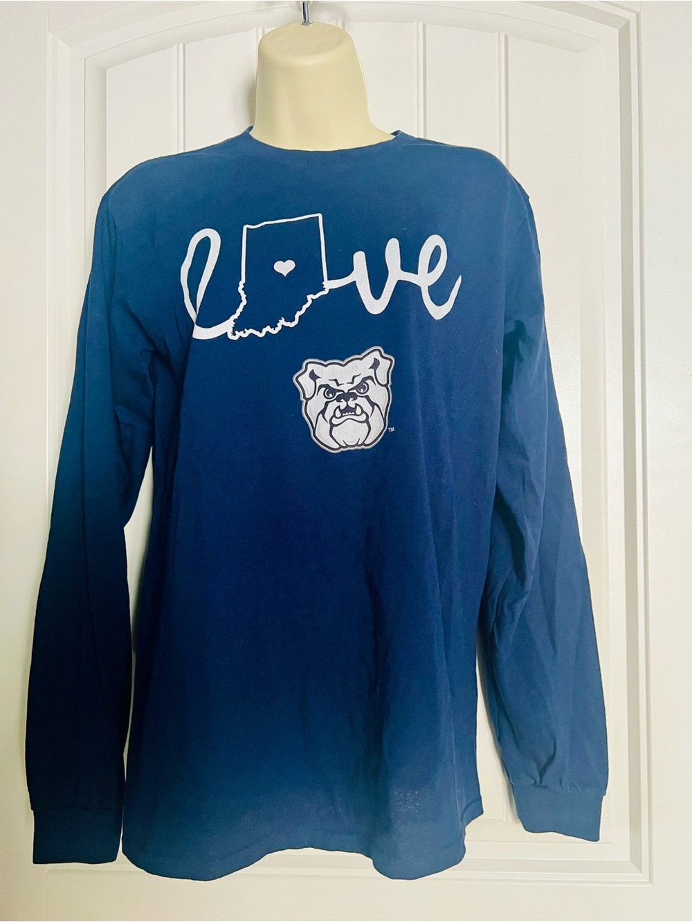 Indiana Butler University Bulldogs collegiate Long Sleeve T-Shirt Size S Blue
